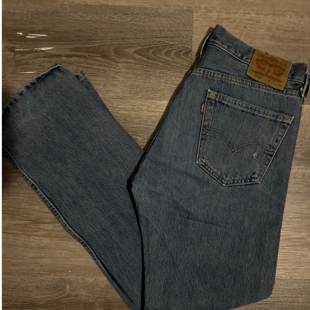 Levi‎ Strauss Co 505 Jeans Mens 33x32 Blue Straight Leg Denim Pants